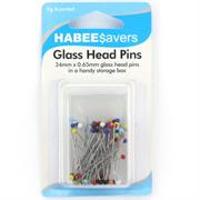 Glass Head Pins, Assorted Colours